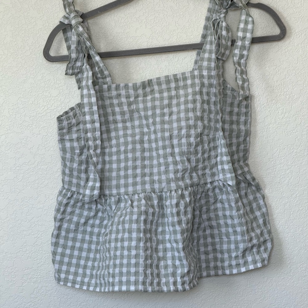 Vigoss Blue and White Checkered Tank Top